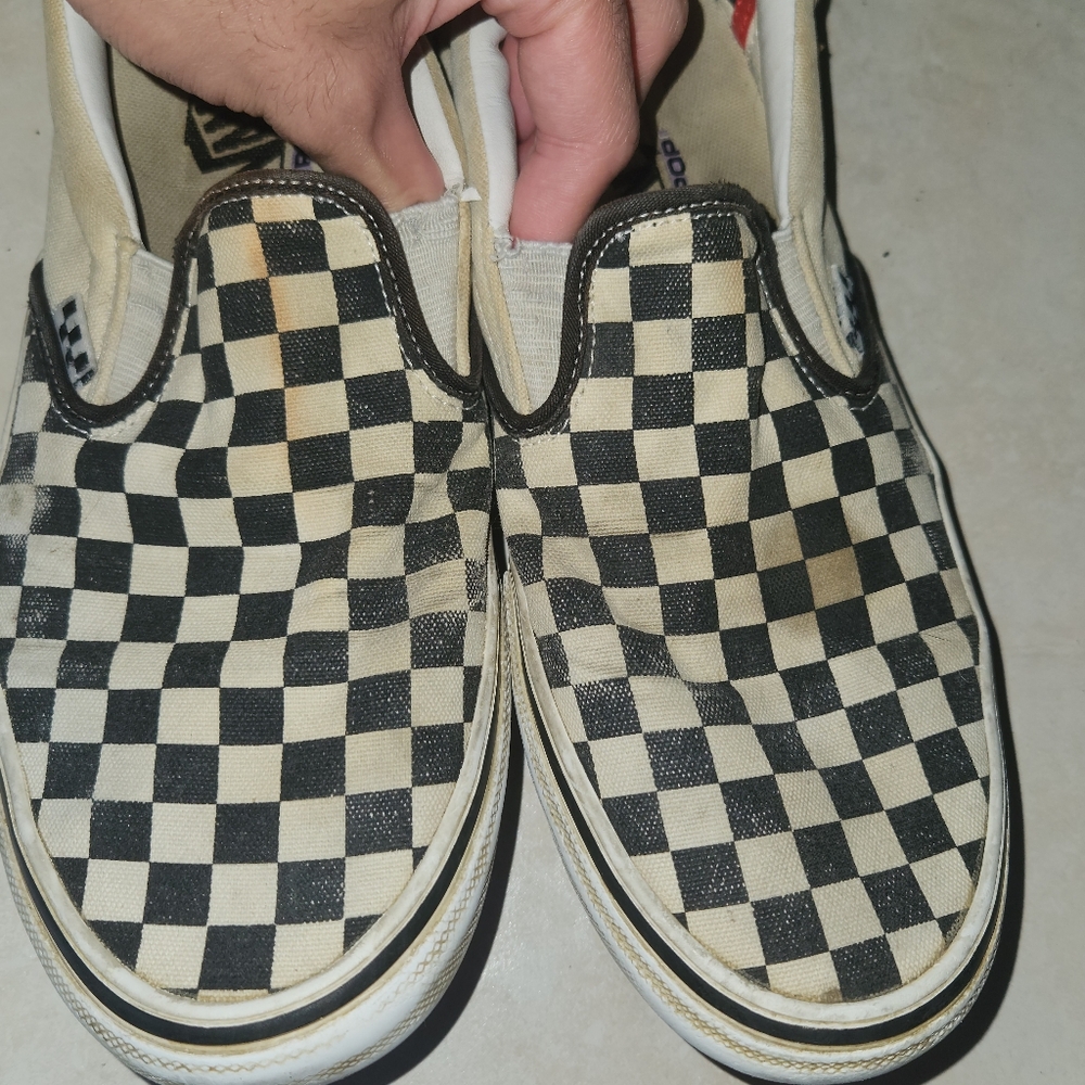 Checkered Vans Slip-ons